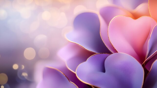 Mother's Day background featuring purple and pink floral shaped hearts