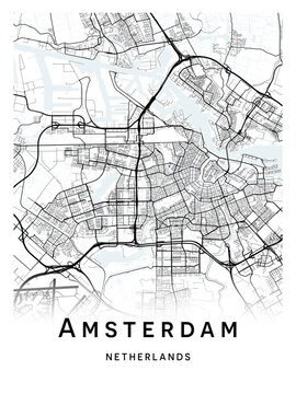 City map of the Amsterdam, Netherlands - concept art.