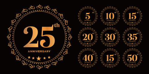 Golden Anniversary Badges 5, 10, 15, 20, 25, 30, 35, 40, 50  Elegant Collection