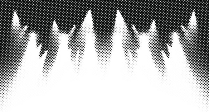 Stage lighting in auditorium hall, halftone mountain peaks abstract vector illustration.