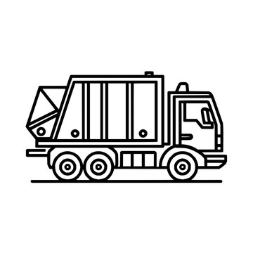 Garbage truck vector illustration for waste management and recycling services outline style icon design 100