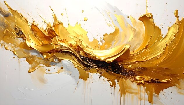 Abstract Golden Liquid Flowing Art.