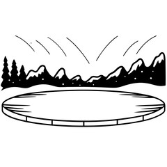 Empty stage with mountain background