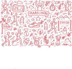 Vector background doodle with a marathon theme Vector file abstract modern geometric design element technology background digital graphic illustration template concept wallpaper art simple shapes line