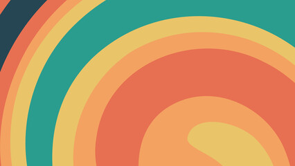 Retro Abstract Spiral Pattern with Warm Gradient Tones of Orange Yellow and Teal