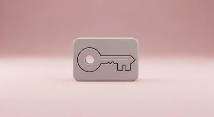 Fototapeta premium Minimalist Key Icon on Soft Pink Background for Creative Design and Illustration Projects