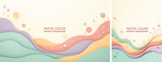 Abstract background waves pastel color cut paper style. Waves, Circle & font shape pastel color for social media template