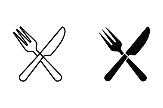 Fork and knife icon isolated on white background