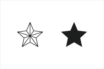 Star icon outline and filled isolated on white background