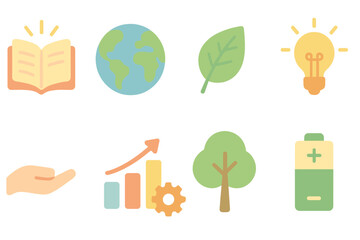 Sustainability, ecology flat icon set for environmental awareness projects
