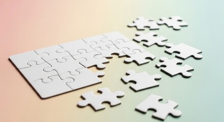 Blank Puzzle Pieces on Soft Colored Background for Creative Designing and Problem Solving