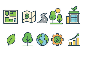 Eco-friendly, environment outline icon set. Sustainability, nature, green icons collection