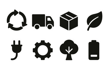 “eco, recycling solid icon set for sustainability and environment”
