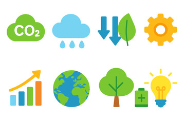 Environment and sustainability flat icon set. Eco-friendly and green icons collection