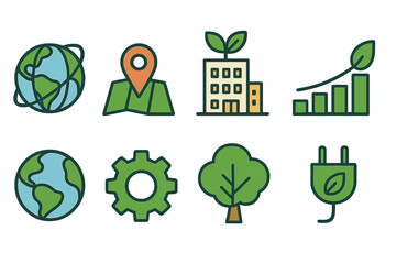 Eco-friendly linear icon set. Sustainable environment, green energy icons