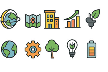 Eco-friendly, environmental flat icon set. Go green, sustainability icons collection