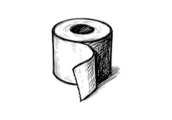 Toilet Paper Roll hand drawn simple sketch vector illustration © Shutoda