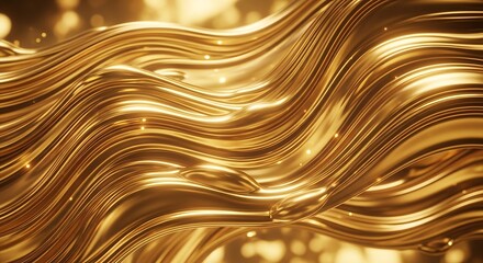 Luxurious Golden Waves with Sparkling Highlights and Soft Bokeh Background.