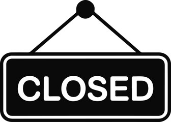 Black and white closed sign hanging on white background