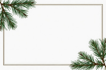 Fototapeta premium AI Generated image. Minimalist Christmas menu template with delicate line art of pine branches. White background, thin black lines, ample space. Elegant and clean design.