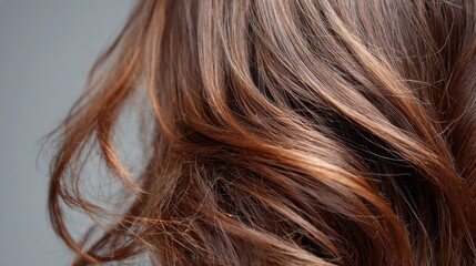 Naklejka premium Closeup of brown hair with subtle glitter highlights and soft waves