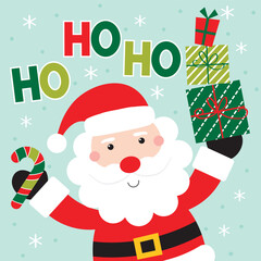christmas greeting card with happy santa claus design