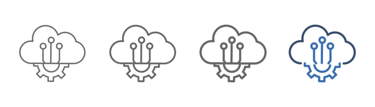 
outline icon sheet cloud computing with cloud and gear design