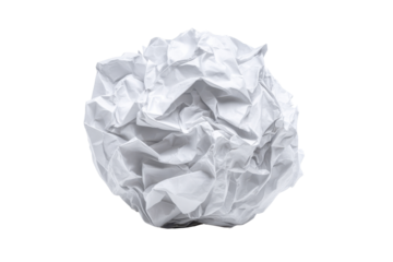 White crumpled paper ball isolated on black background with detailed texture object, Isolated On Transparent Background, Png Cut Out
