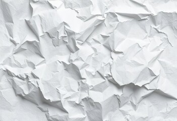 Obraz premium Close-up of crumpled white paper texture, showing deep creases and shadows, sheet, paper