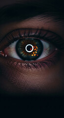 Glowing Ring Light Reflecting in a Remote Worker's Eye on Christmas