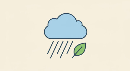 Cloud with rain and leaf illustration concept for nature and weather events