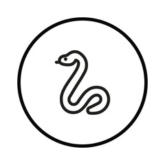 A snake inside a circle depicted with thick black lines standing out