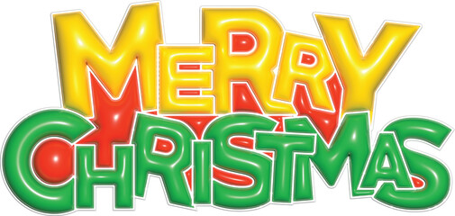 🎉 Colorful happy Merry Christmas 3d illustration with vector design text and fun font letters on a bright card for a celebration sale holiday, t-shirt design, mugs, hoodie design