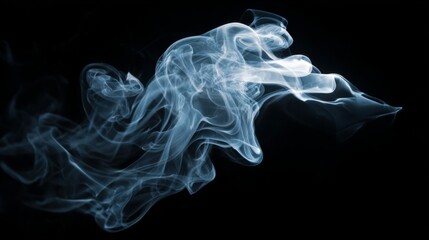 Ethereal wisps of translucent smoke swirling gracefully against a deep black background, creating an air of mystery and allure for artistic compositions