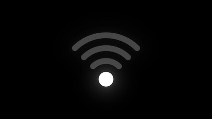 White WiFi signal flashing animation on green screen background in 4K