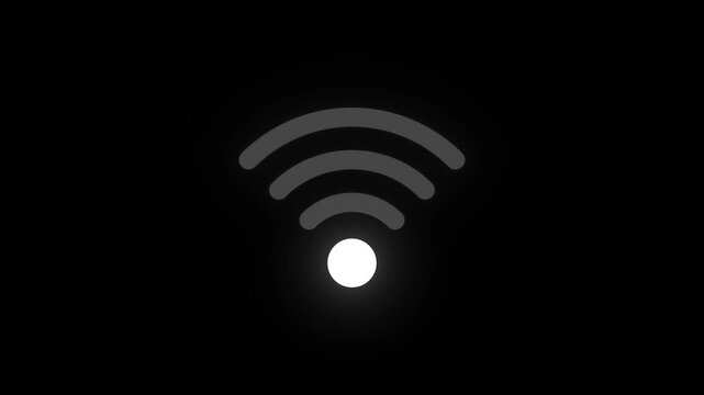 White WiFi signal flashing animation on green screen background in 4K