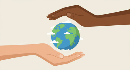Hands cradle globe concept illustrating global unity environmental protection