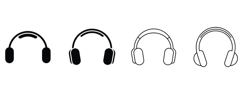 Modern headphones icons showing evolution of design, great for audio content, music production, gaming, or technology branding projects, ensuring crystal-clear sound and immersive experiences