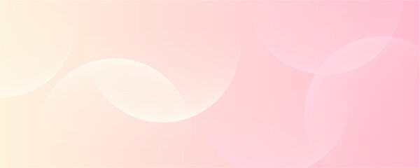 Minimalist banner background, pastel colorful, pink and yellow gradations. Circle effect style geometric, abstract background.