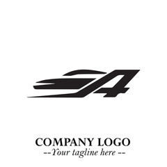 Car Running Fast Logo Symbol in Black on the White Background with Dynamic Speed Design