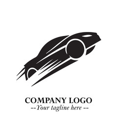 Car Running Fast Logo Symbol in Black on the White Background with Dynamic Speed Design