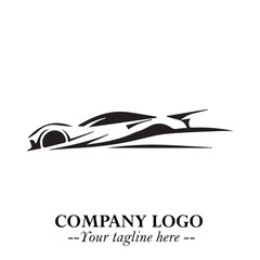 Car Running Fast Logo Symbol in Black on the White Background with Dynamic Speed Design