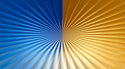 Obraz premium Abstract background featuring a symmetrical design of radiating blue and gold lines.