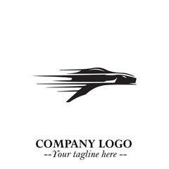 Car Running Fast Logo Symbol in Black on the White Background with Dynamic Speed Design