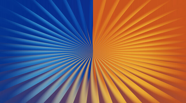 Abstract radial pattern with contrasting blue and orange halves creating a dynamic visual effect.