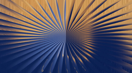 Obraz premium Abstract radial pattern with contrasting blue and golden brown tones creating a sunburst effect.