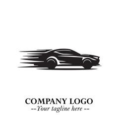 Car Running Fast Logo Symbol in Black on the White Background with Dynamic Speed Design