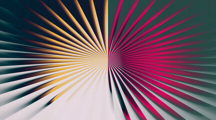 Abstract split image with radial lines in gold, pink, and white, creating a visual effect.