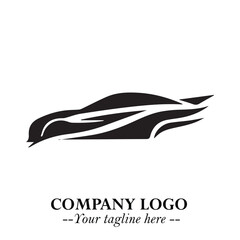 Car Running Fast Logo Symbol in Black on the White Background with Dynamic Speed Design