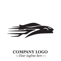 Car Running Fast Logo Symbol in Black on the White Background with Dynamic Speed Design